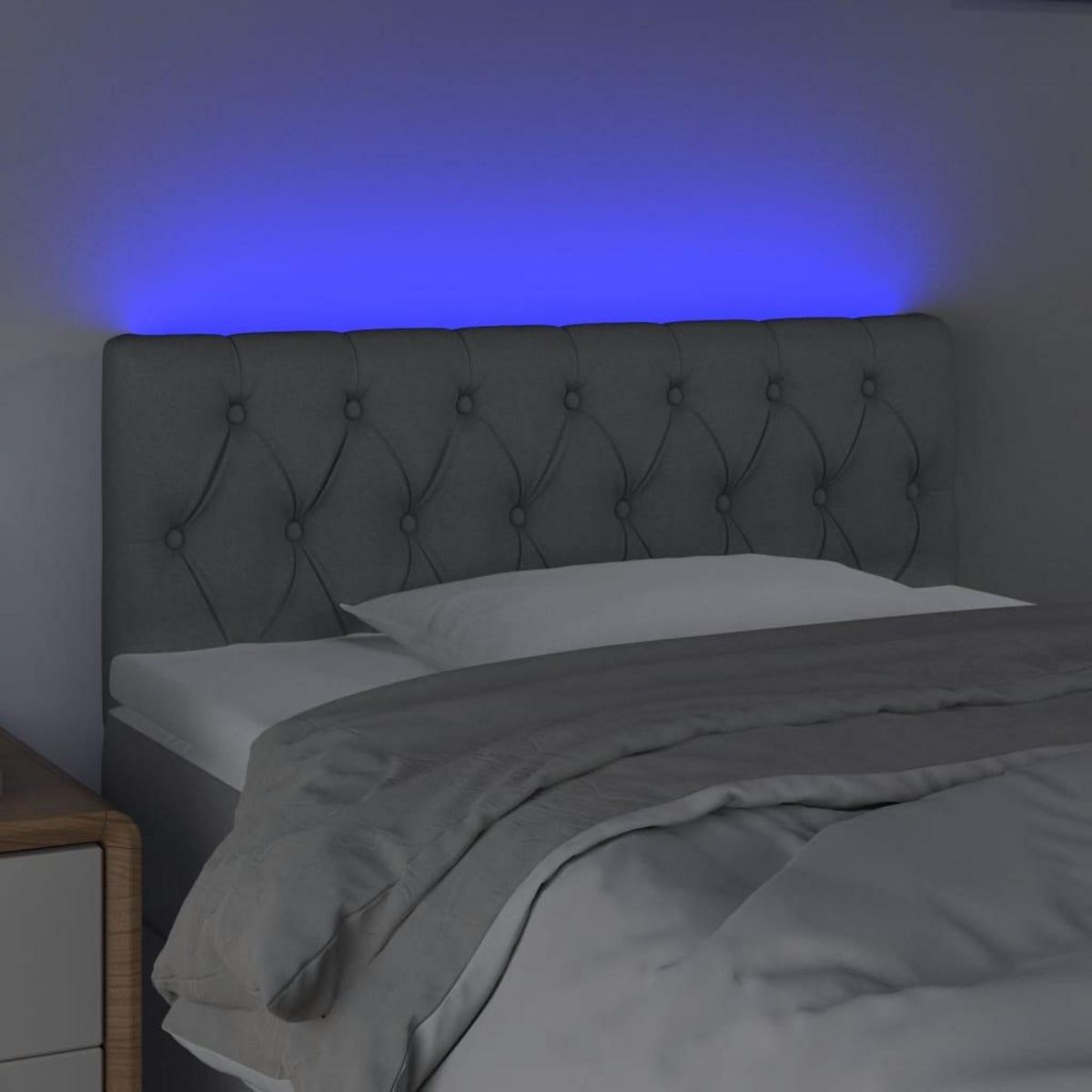 VIDAXL Tete de lit a LED Gris clair 90x7x78/88 cm Tissu