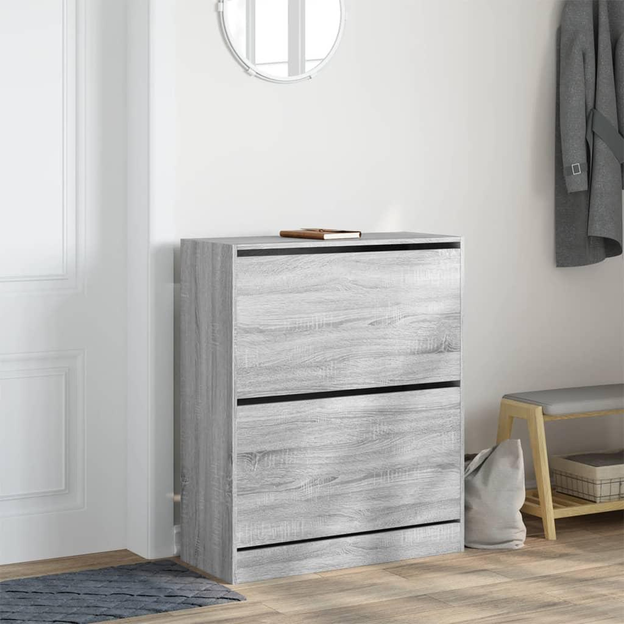 Voir la diapositive 3 : VIDAXL Armoire a chaussures sonoma gris 80x34x96,5cm bois d'ingenierie