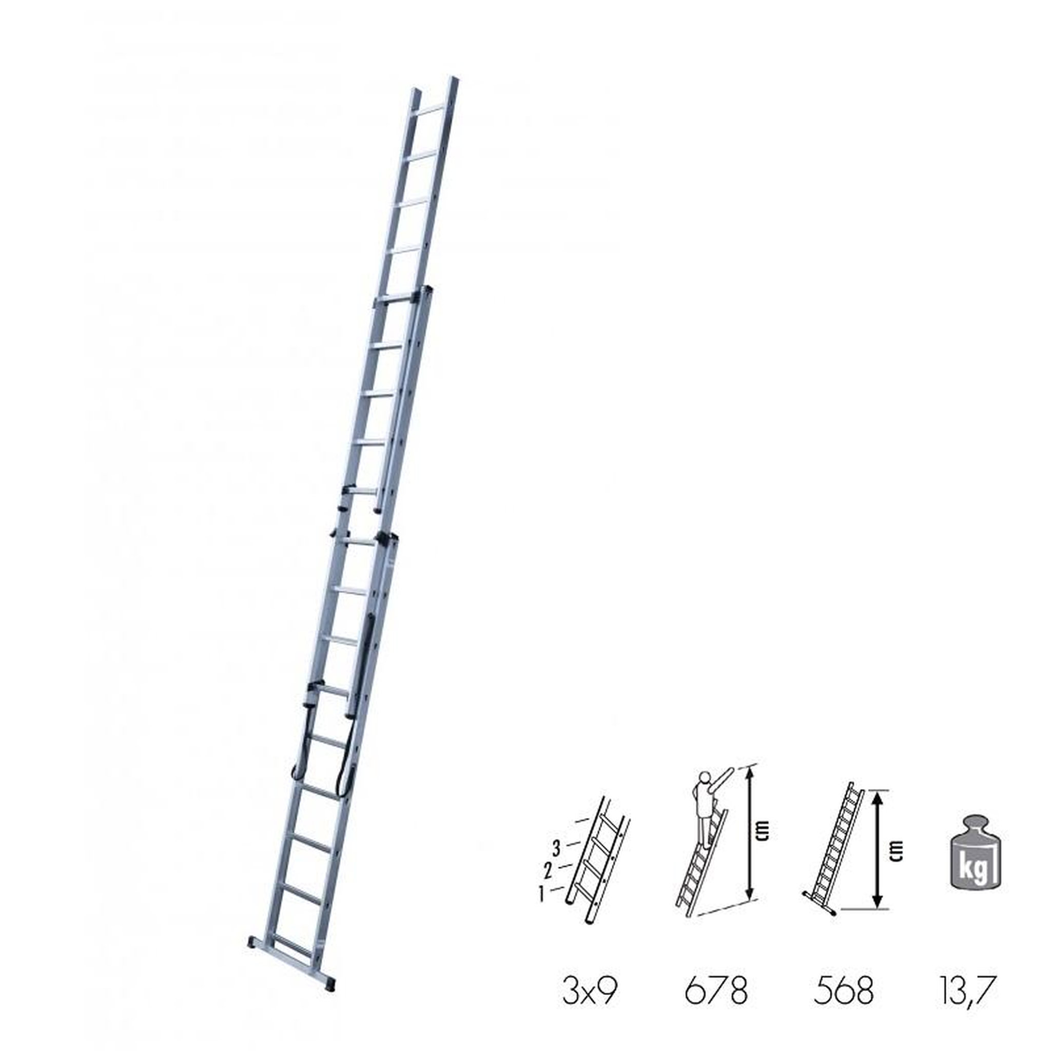 Voir la diapositive 3 : HAILO Echelle 3 plans 6m70 en aluminium - HOBBYSTEP