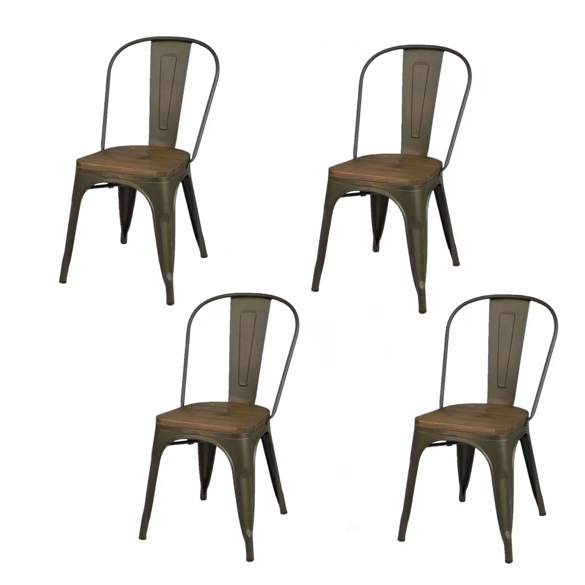 DIVERS Lot de 4 chaises vintage Liv H84 cm - Gris industriel