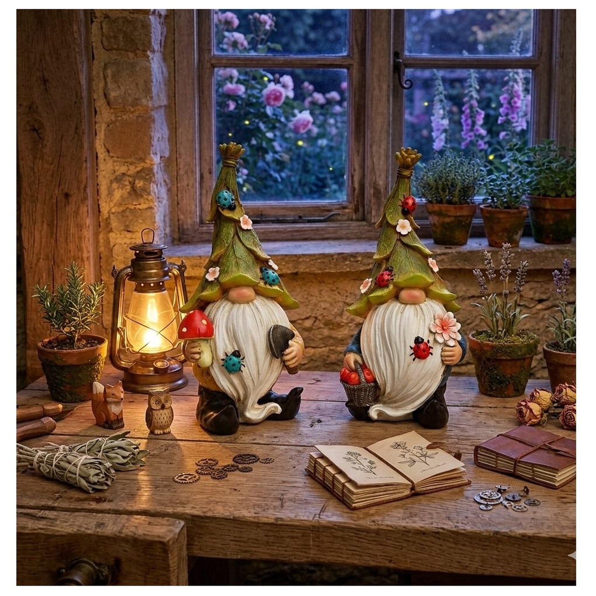 Voir la diapositive 3 : Eden Lot de 2 décorations lutins de jardin
