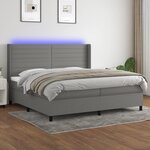 VIDAXL Sommier a lattes de lit matelas LED Gris fonce 200x200 cm Tissu