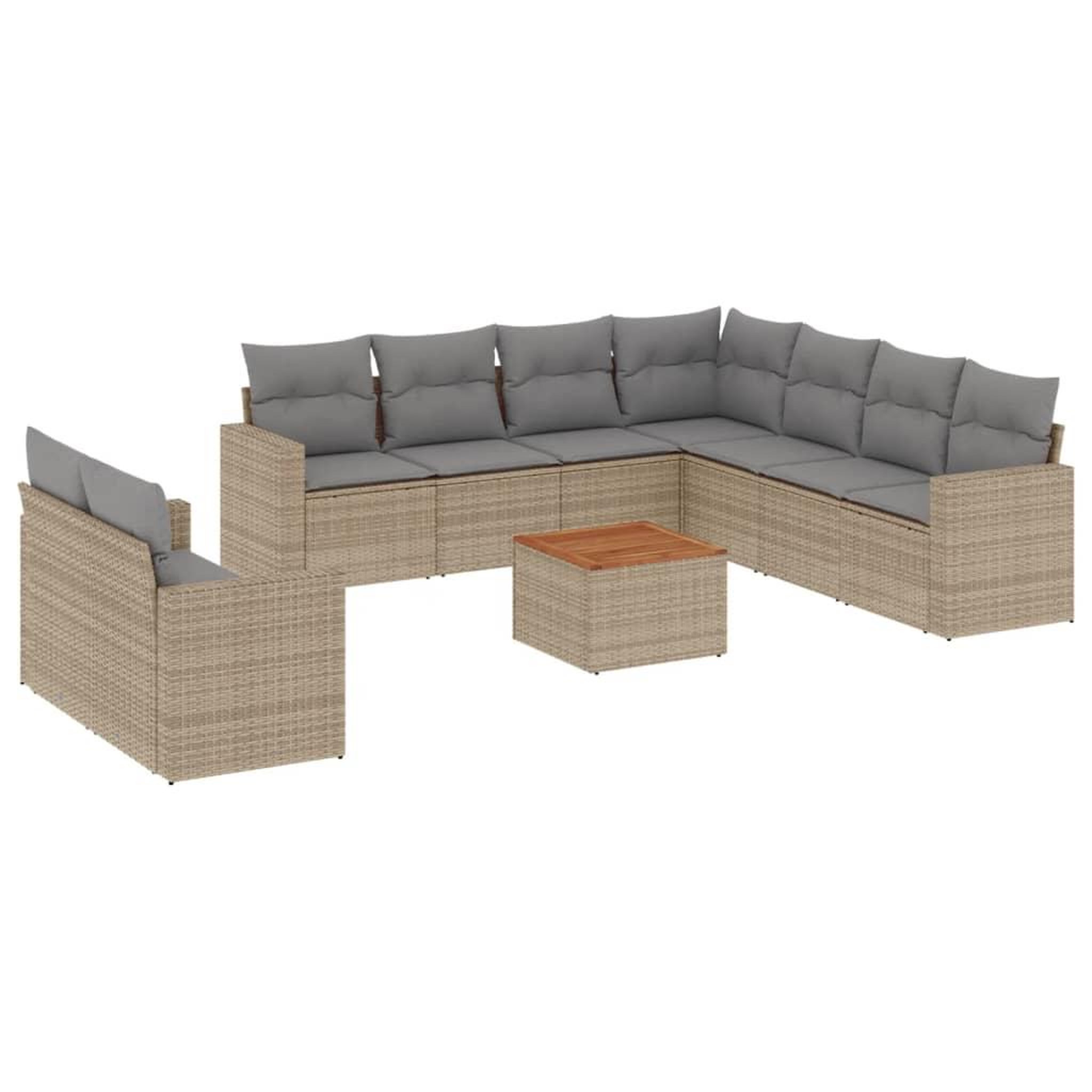 Voir la diapositive 2 : VIDAXL Salon de jardin avec coussins 10 pcs beige resine tressee