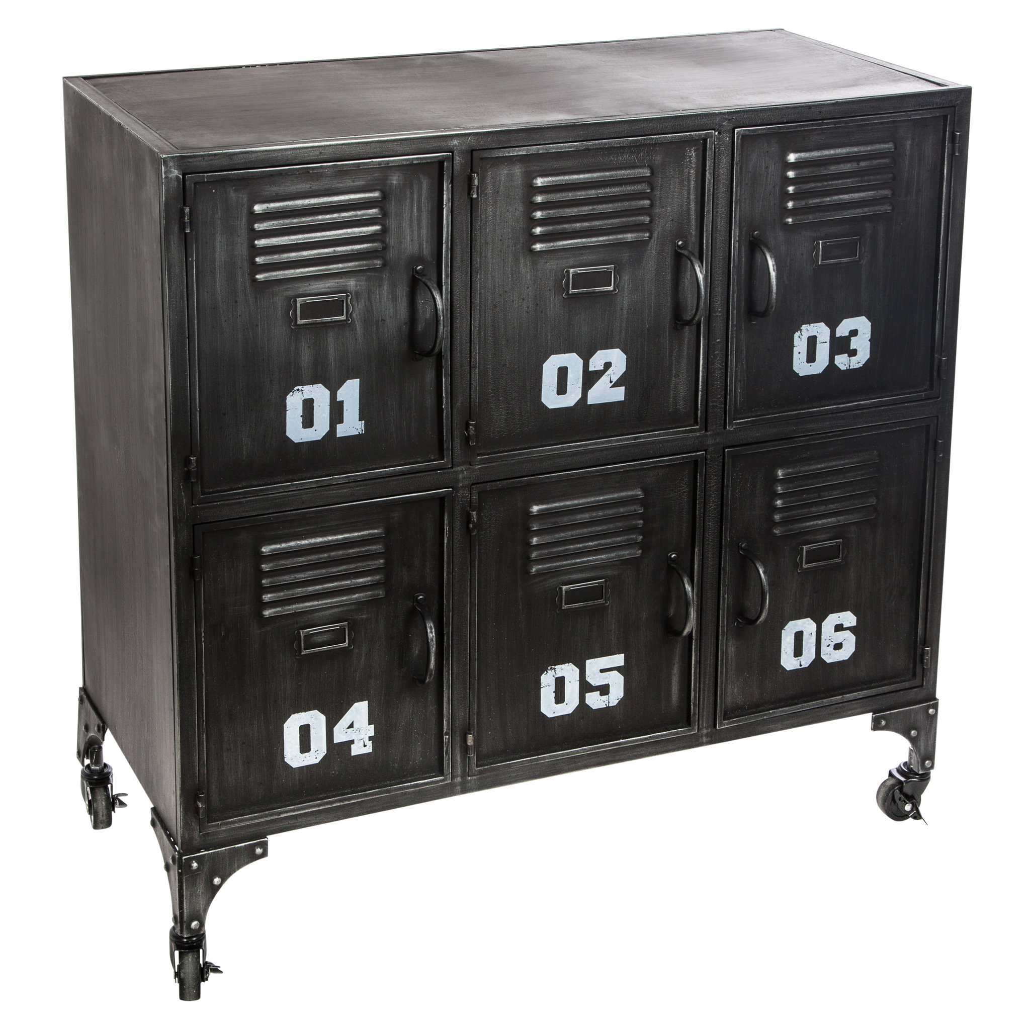 ATMOSPHERA Meuble de rangement métal 6 casiers avec roulettes L90cm SEVERIN