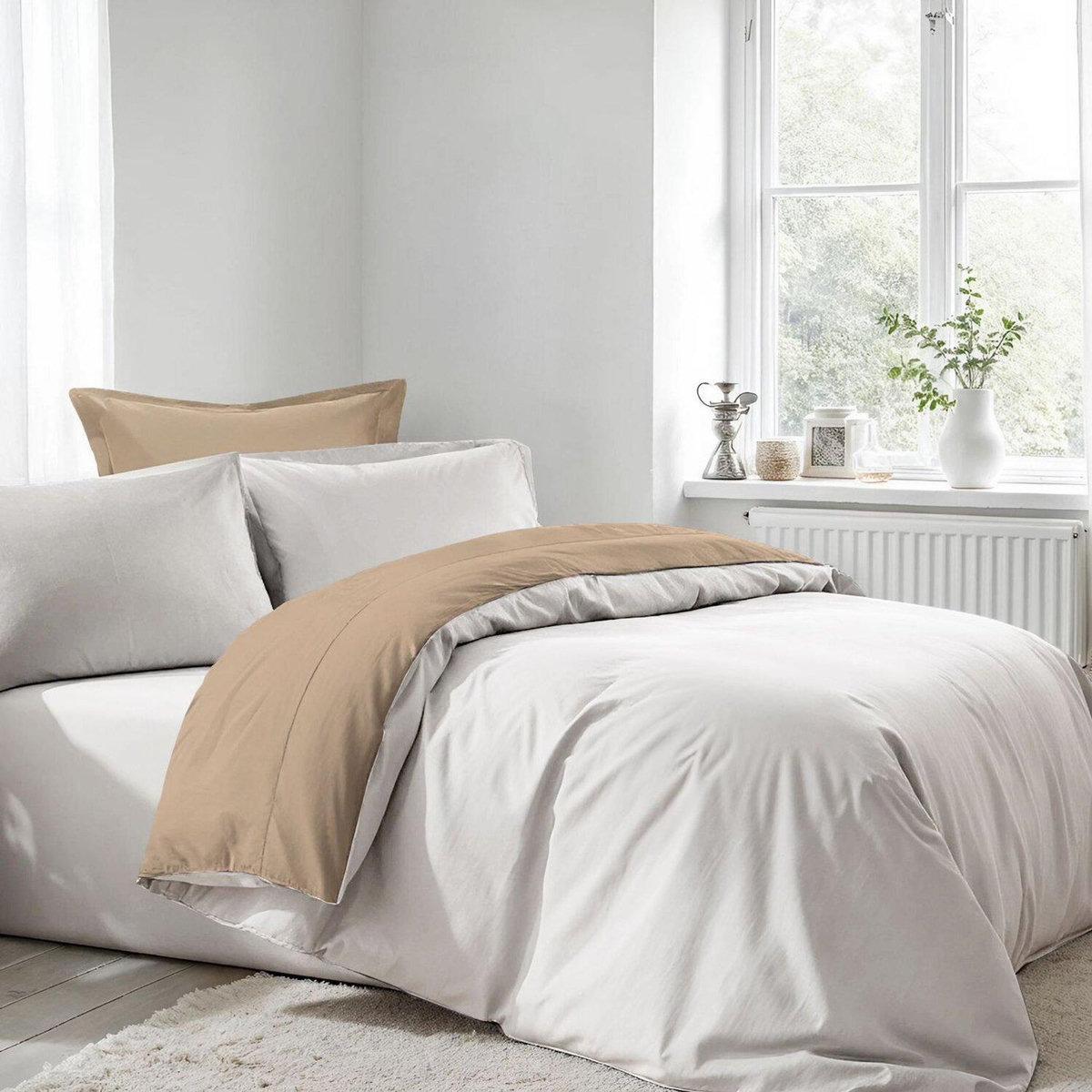 Home collection Parure housse de couette avec taie(s) 100 % coton Beige