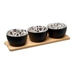 SECRET DE GOURMET Set Apéritif 4 Pièces  White Floral  31cm Noir