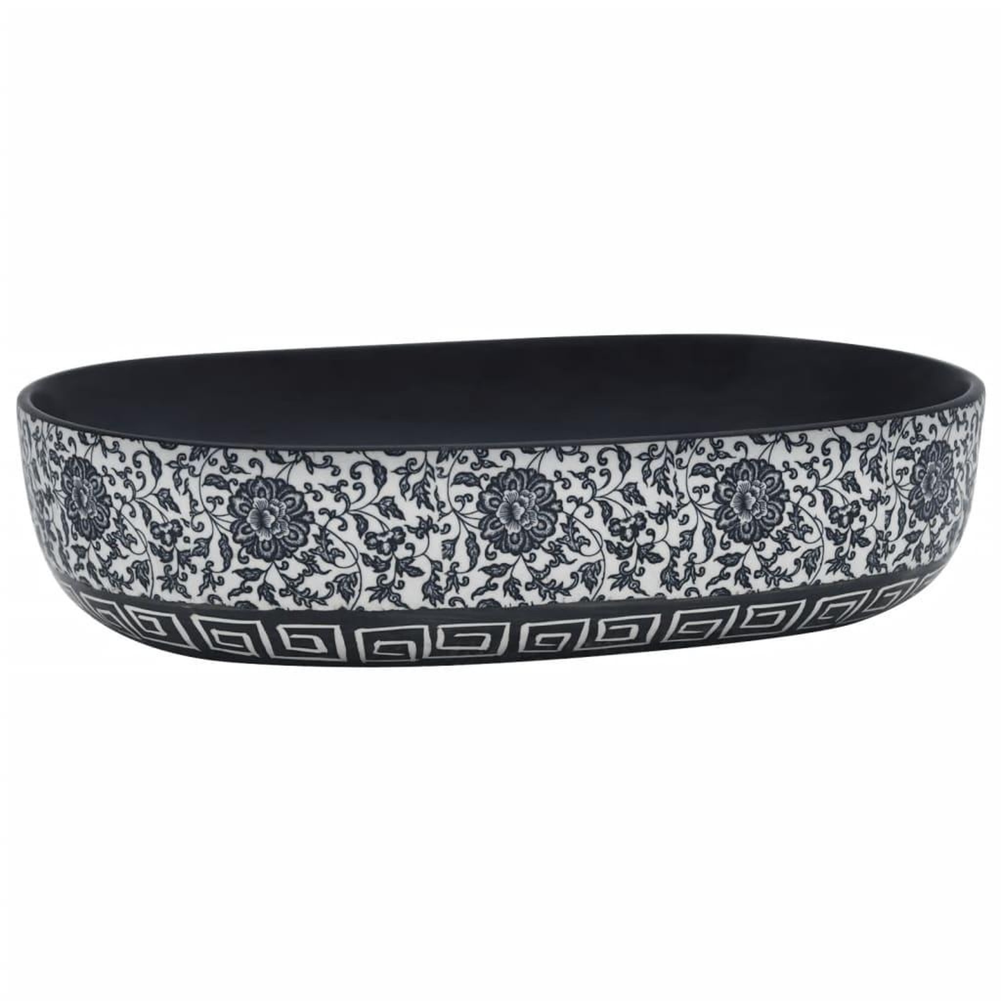 Voir la diapositive 2 : VIDAXL Vasque a poser noir et bleu ovale 59x40x14 cm ceramique
