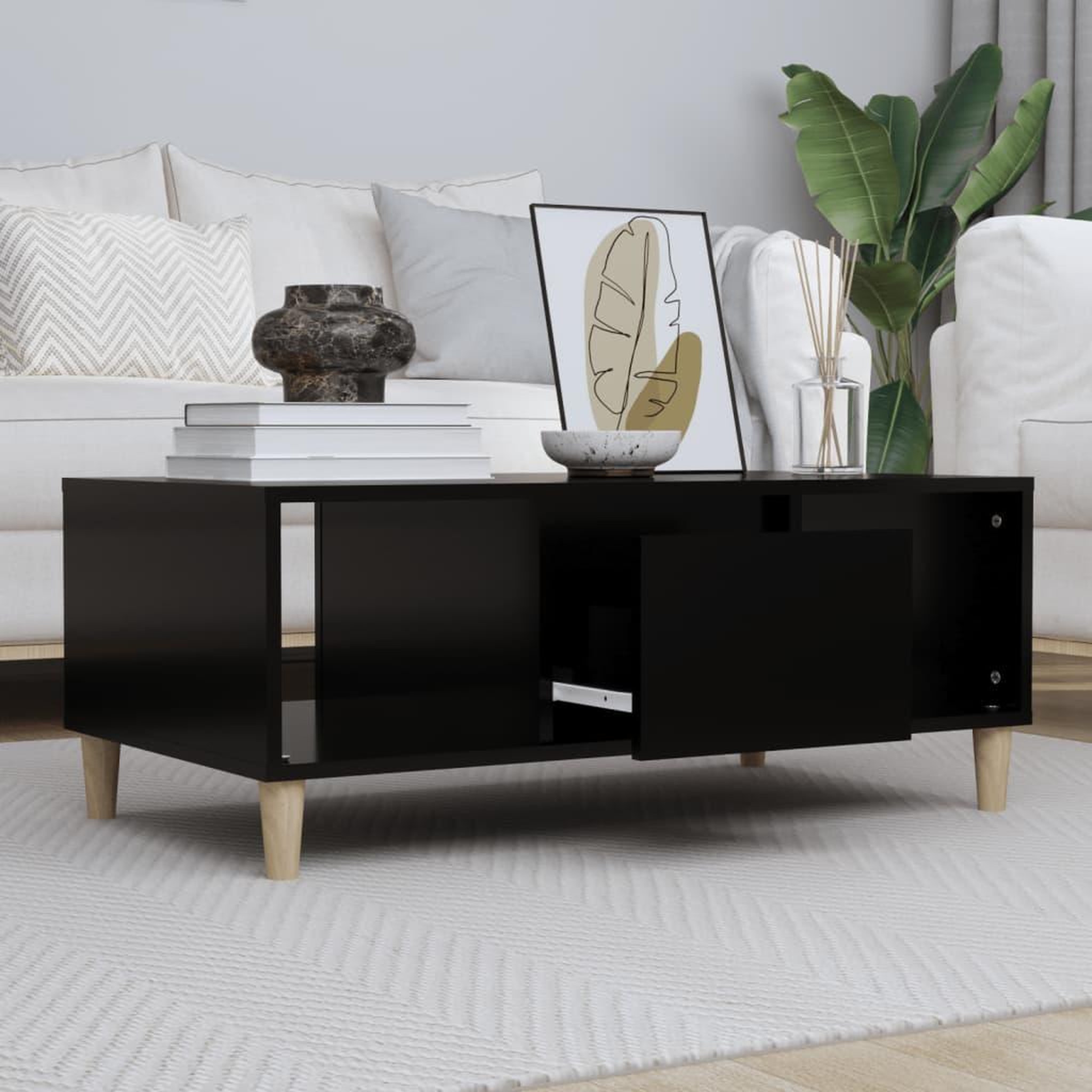 Voir la diapositive 1 : VIDAXL Table basse Noir 90x50x36,5 cm Bois d'ingenierie