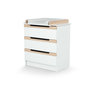 Voir la diapositive 4 : AT4 Chambre bébé lit, commode à langer et armoire Blanc et Hêtre Verni