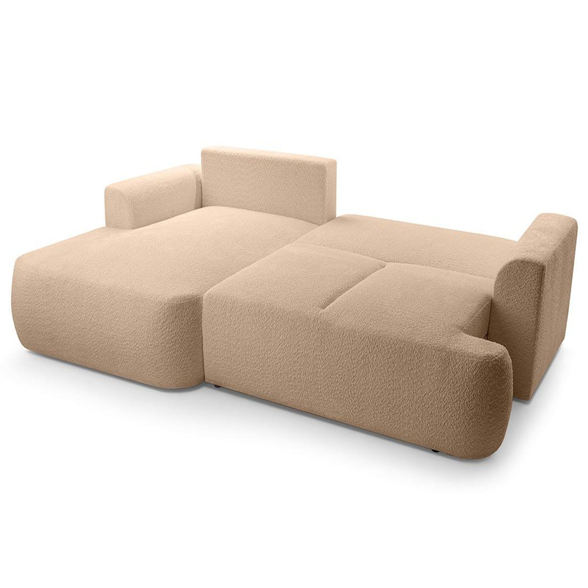 BEST MOBILIER Candela - canapé d'angle gauche 4 places - convertible avec coffre - en tissu bouclette