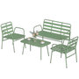 Voir la diapositive 5 : OUTSUNNY Salon de jardin style néo-rétro métal 4 places 4 pièces vert