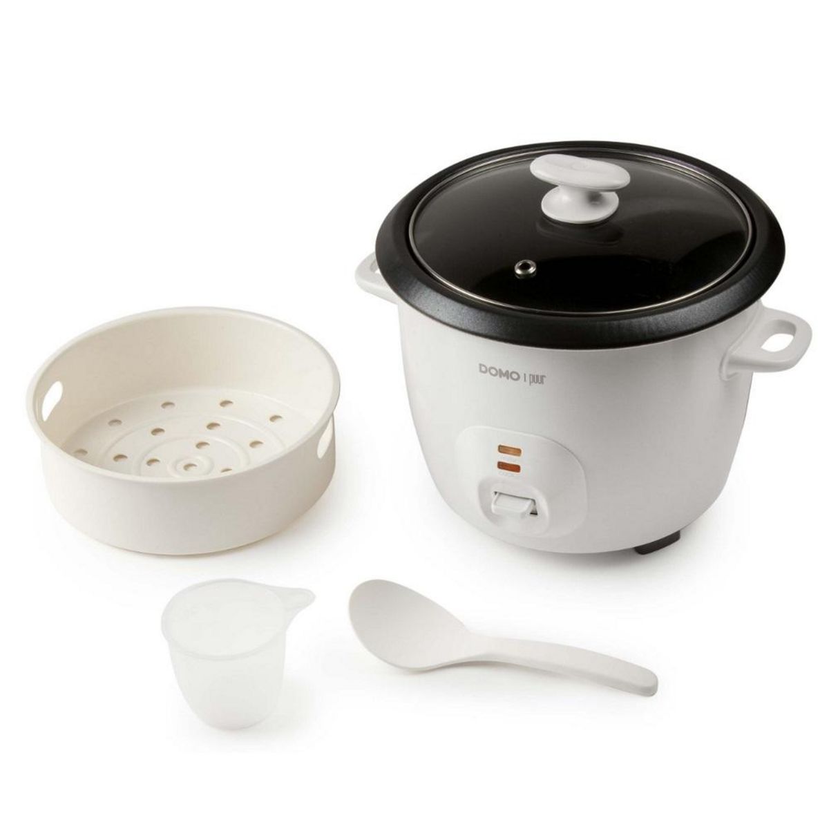 Domo Cuiseur à riz 1.3l 536w avec panier vapeur blanc - DO9176RK
