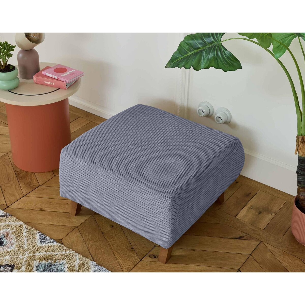 BEST MOBILIER Cristal - pouf modulable - 65 cm - en velours texturé