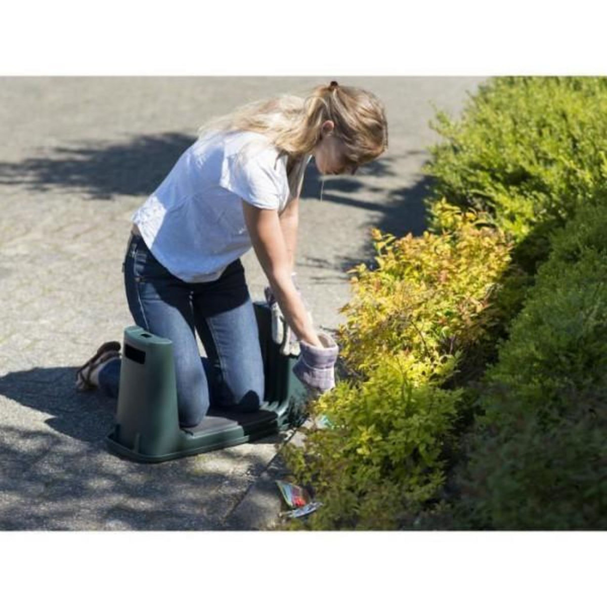 NATURE Tabouret de jardinage 2-en-1 Nature - NATURE - Vert - HDPE - Coussin pour genoux
