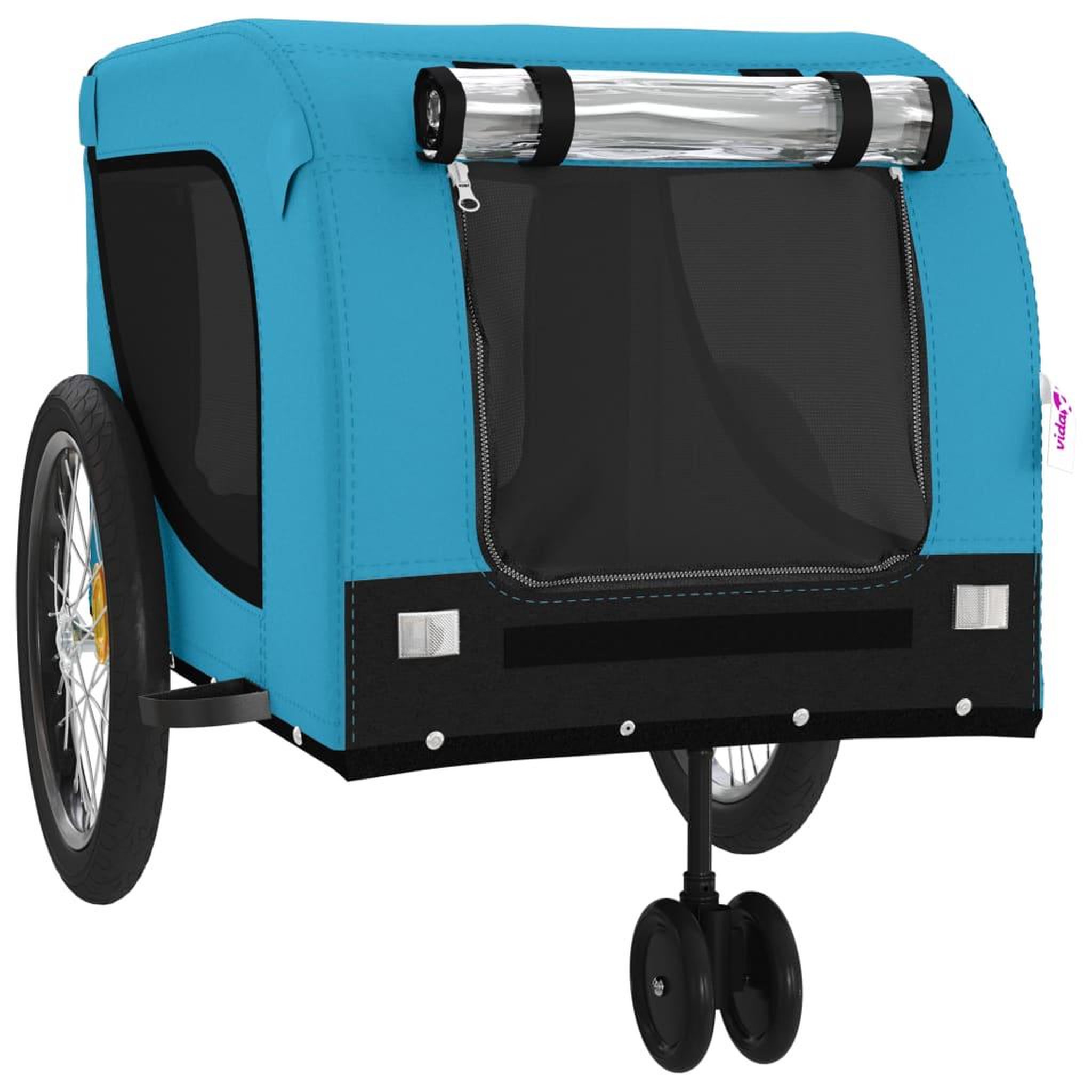 Voir la diapositive 4 : VIDAXL Remorque de velo pour animaux de compagnie bleu et noir
