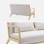 Voir la diapositive 4 : SWEEEK Banquette 2 places scandinave en bois et tissu bouclette. Lorens. L 124 x P 83 x H 77cm