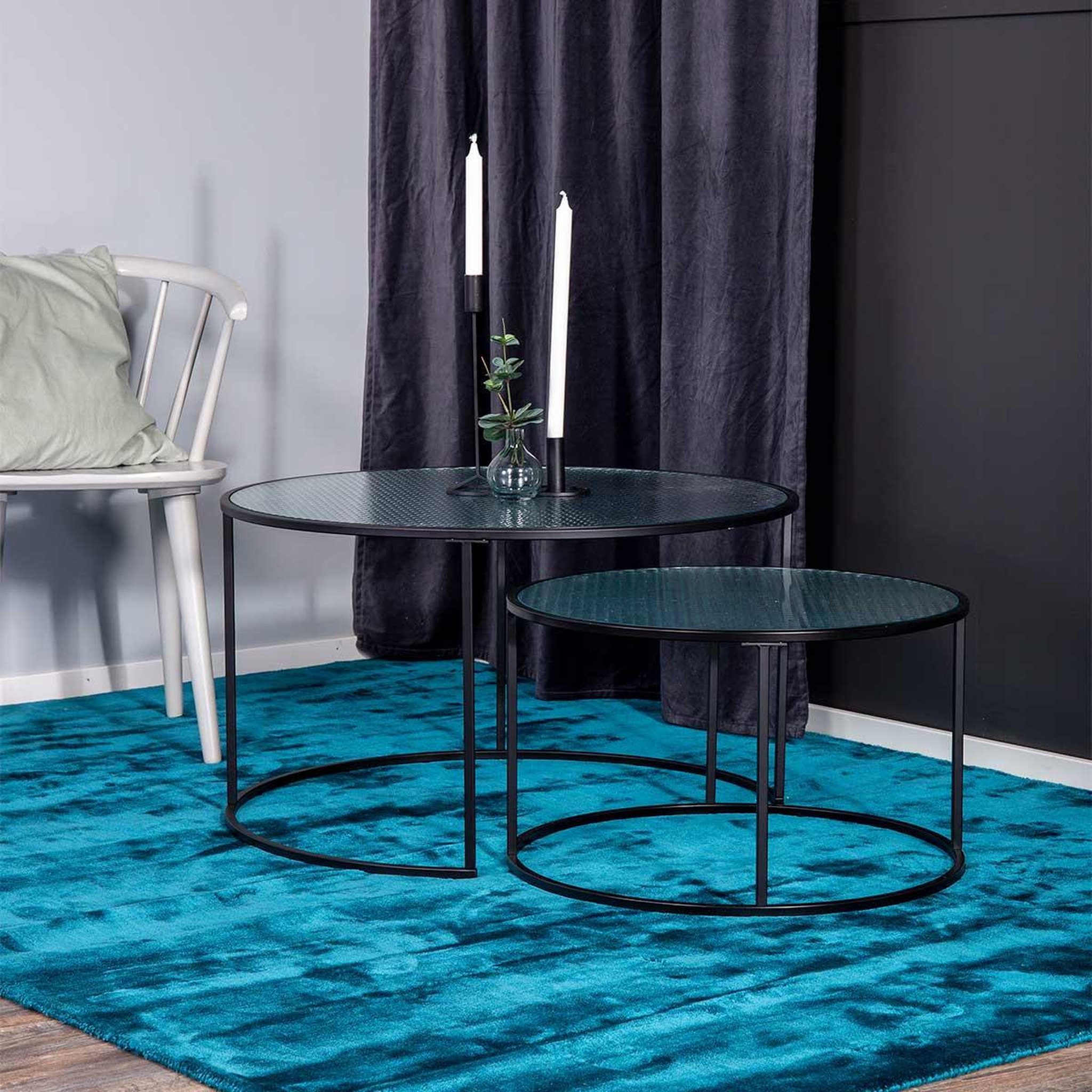 Voir la diapositive 6 : Paris Prix Lot de 2 tables basses gigognes en verre  twin  79cm noir