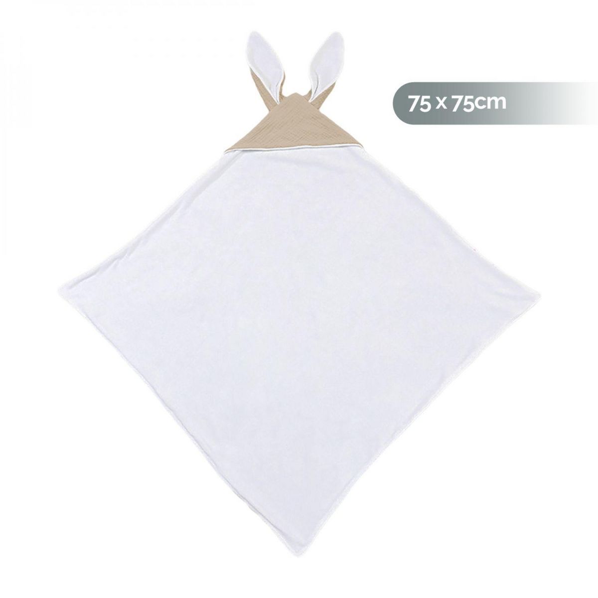 Monsieur Bébé Cape, sortie de bain intérieur 100 % coton - 75 x 75 cm - Lapin