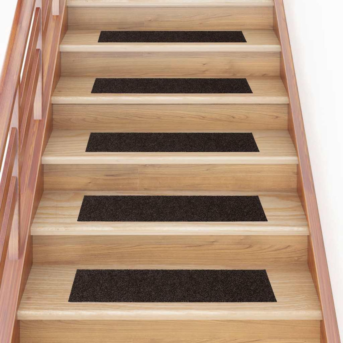 VIDAXL Tapis d'escalier auto-adhesifs 30 pcs marron fonce 76x20 cm