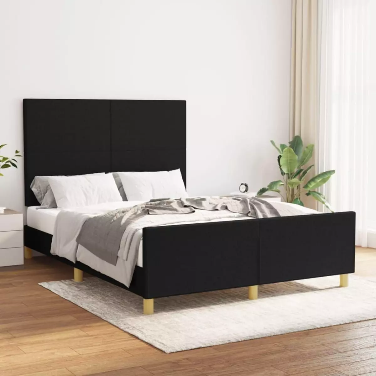 VIDAXL Cadre de lit avec tete de lit Noir 140x200 cm Tissu
