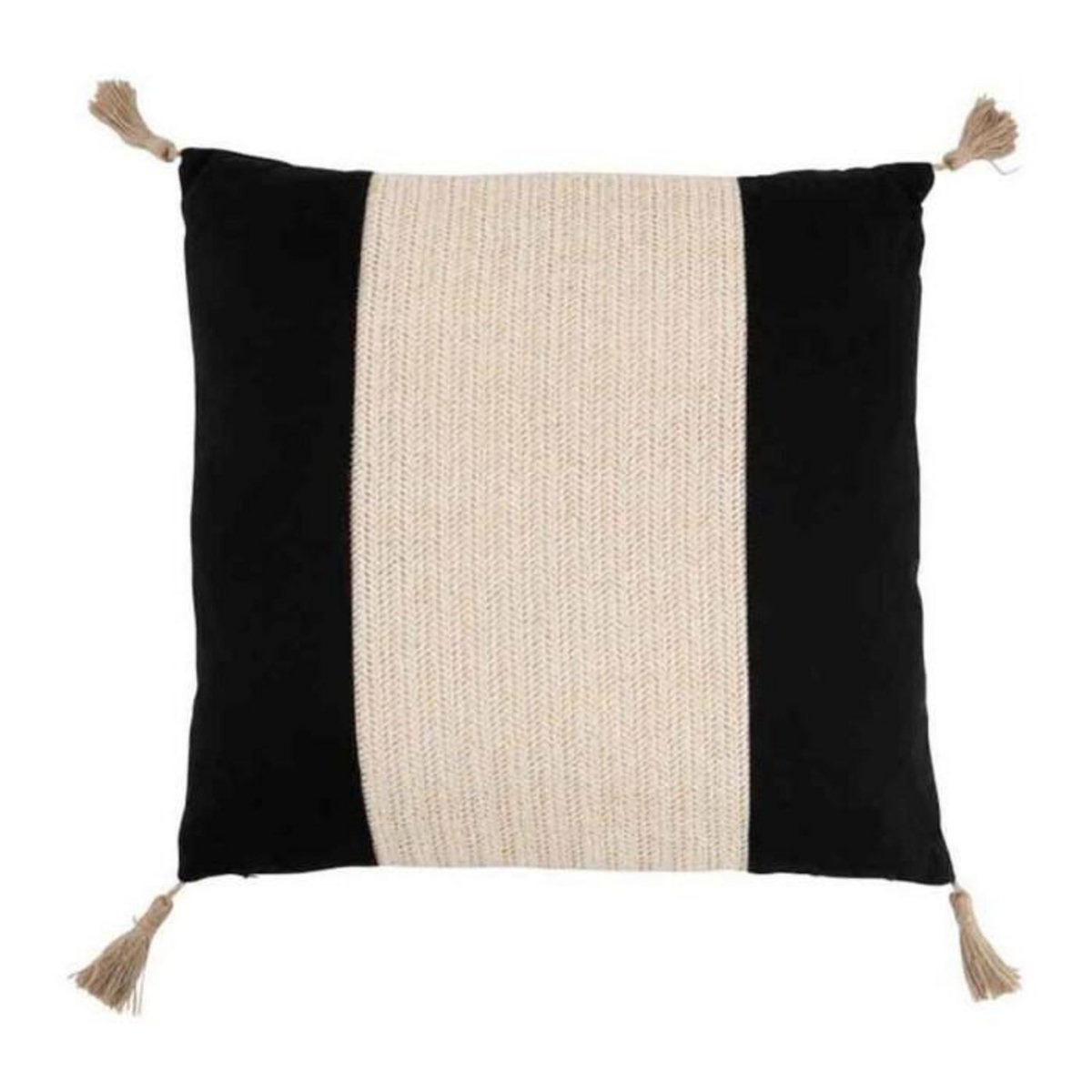 Paris Prix Coussin Déco  Tissage  45x45cm Noir & Beige
