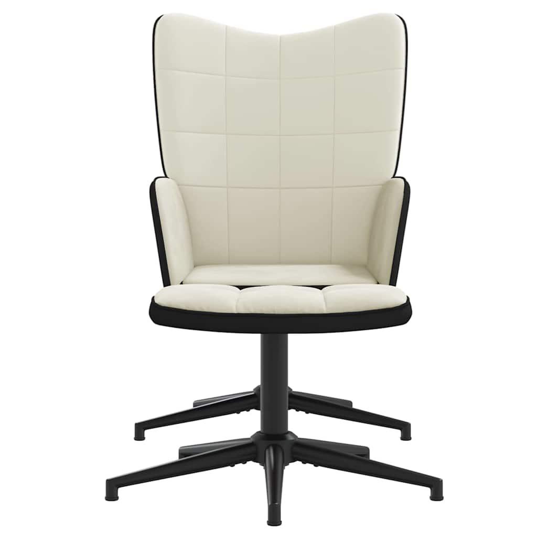Voir la diapositive 3 : VIDAXL Chaise de relaxation avec tabouret Blanc creme Velours et PVC