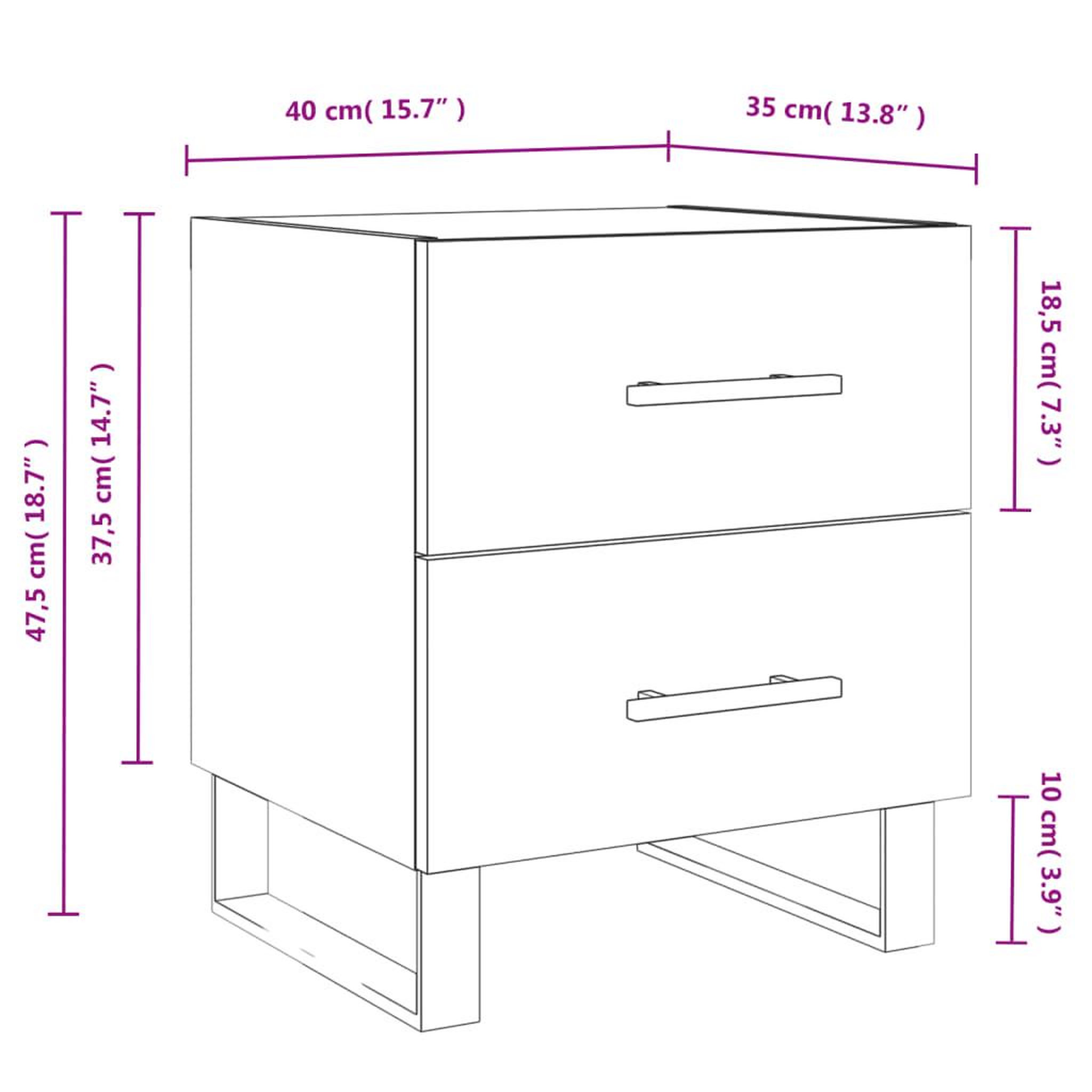 Voir la diapositive 6 : VIDAXL Tables de chevet 2pcs gris beton 40x35x47,5cm bois d'ingenierie