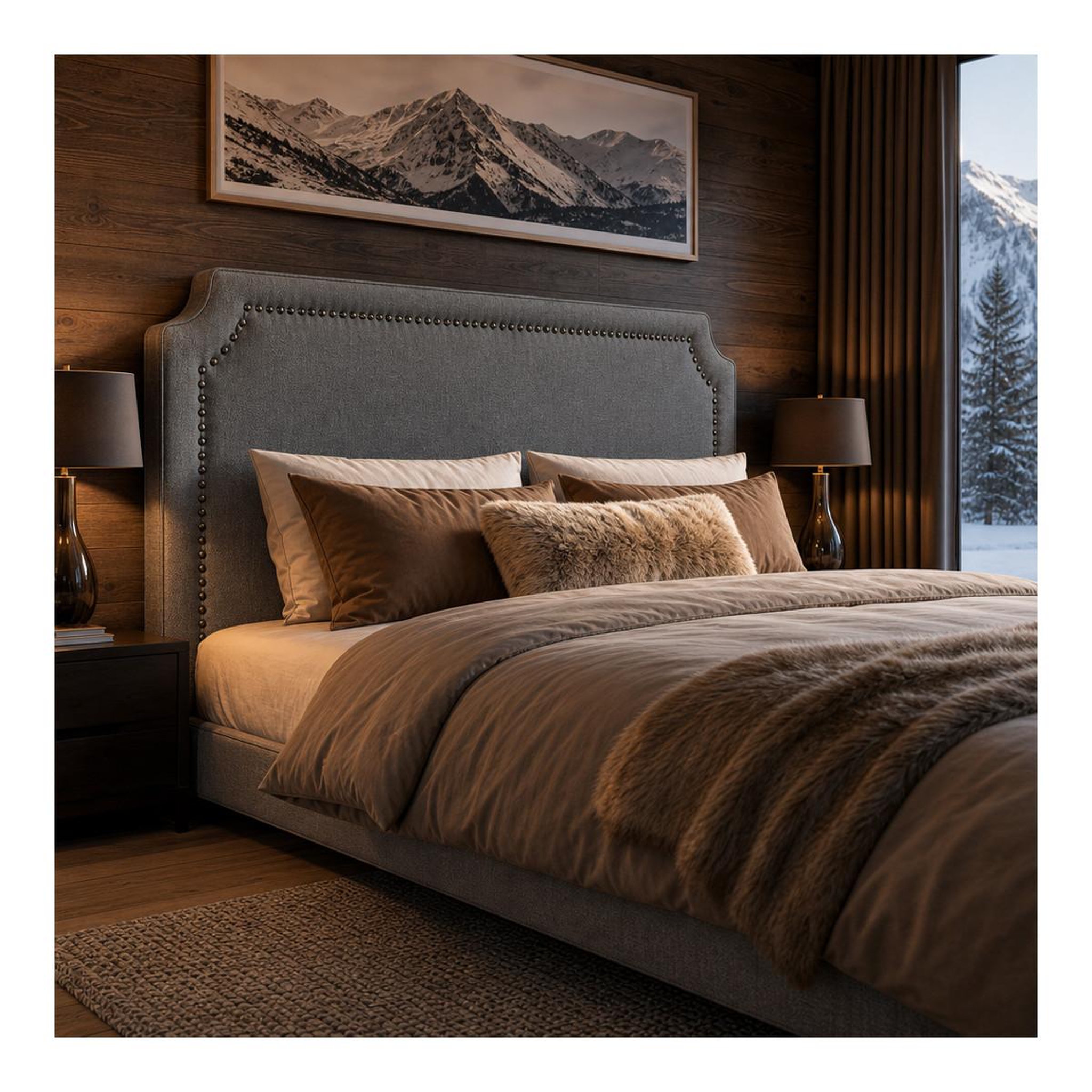 Voir la diapositive 5 : Paris Prix Tête de lit  design en tissu  selena  160cm gris