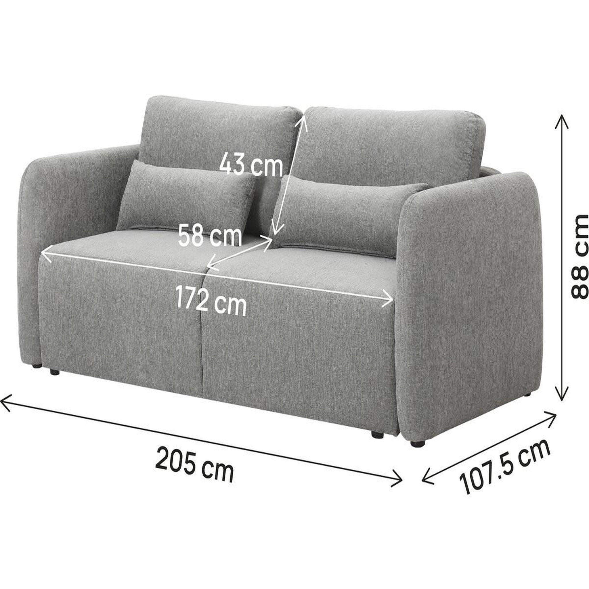 Voir la diapositive 4 : Habitat et Jardin Canapé droit convertible en tissu  Concorde  3 places - Gris