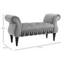 Voir la diapositive 3 : HOMCOM Banc banquette capitonnée design accoudoirs courbés pompons pieds bois hévéa revêtement velours gris