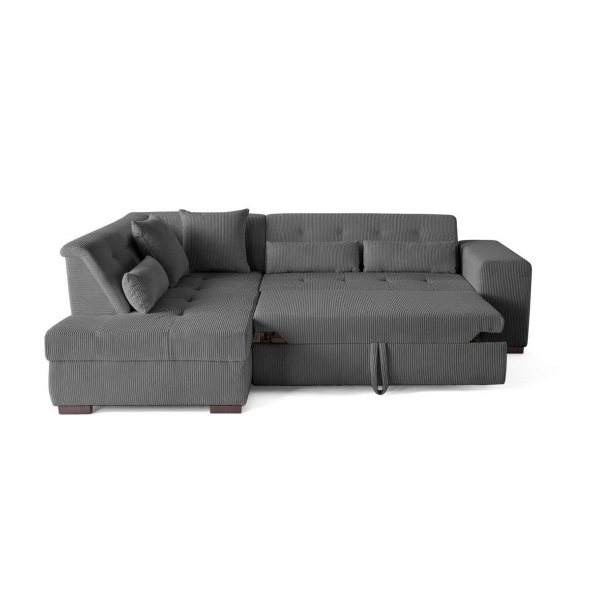 LISA DESIGN Vermont - canapé d'angle gauche - 5 places - convertible - en velours côtelé