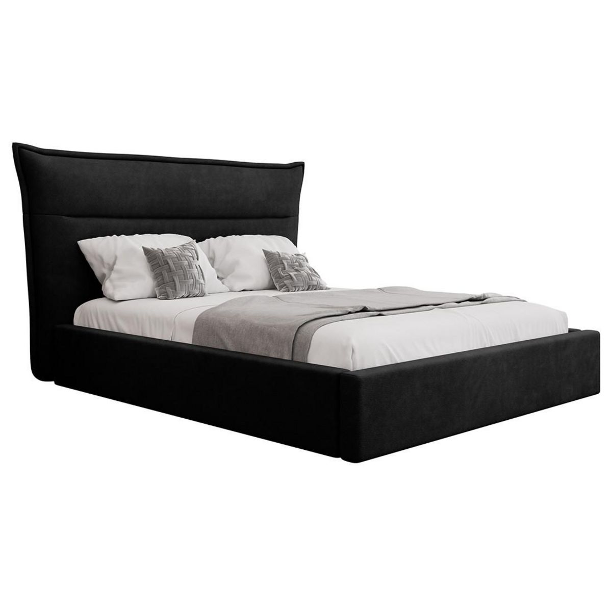 BEST MOBILIER Emy - lit coffre - 140x200 cm - en velours - sommier inclus