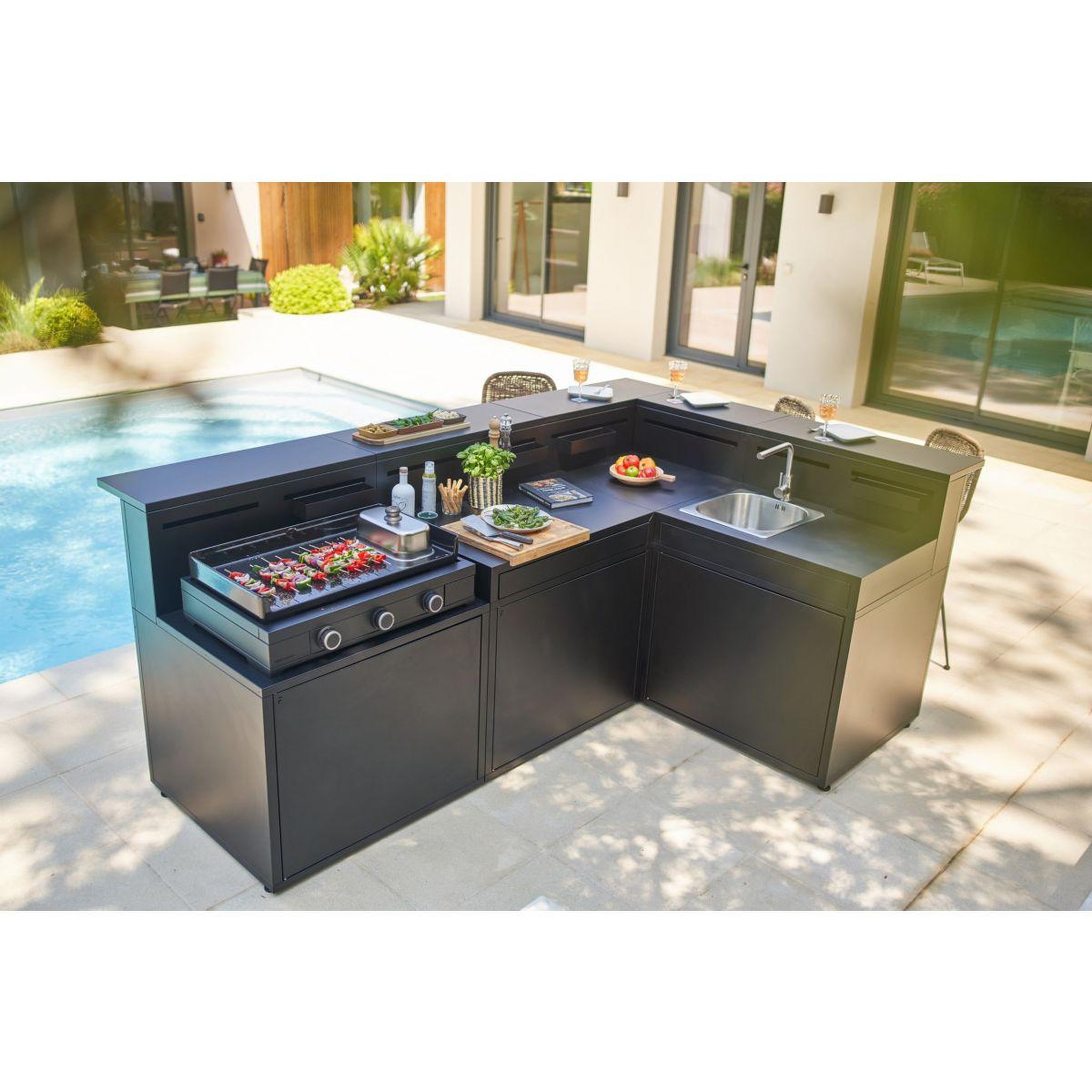 Voir la diapositive 2 : FORGE ADOUR Meuble d'angle saaf cbn angle acier fermé comptoir