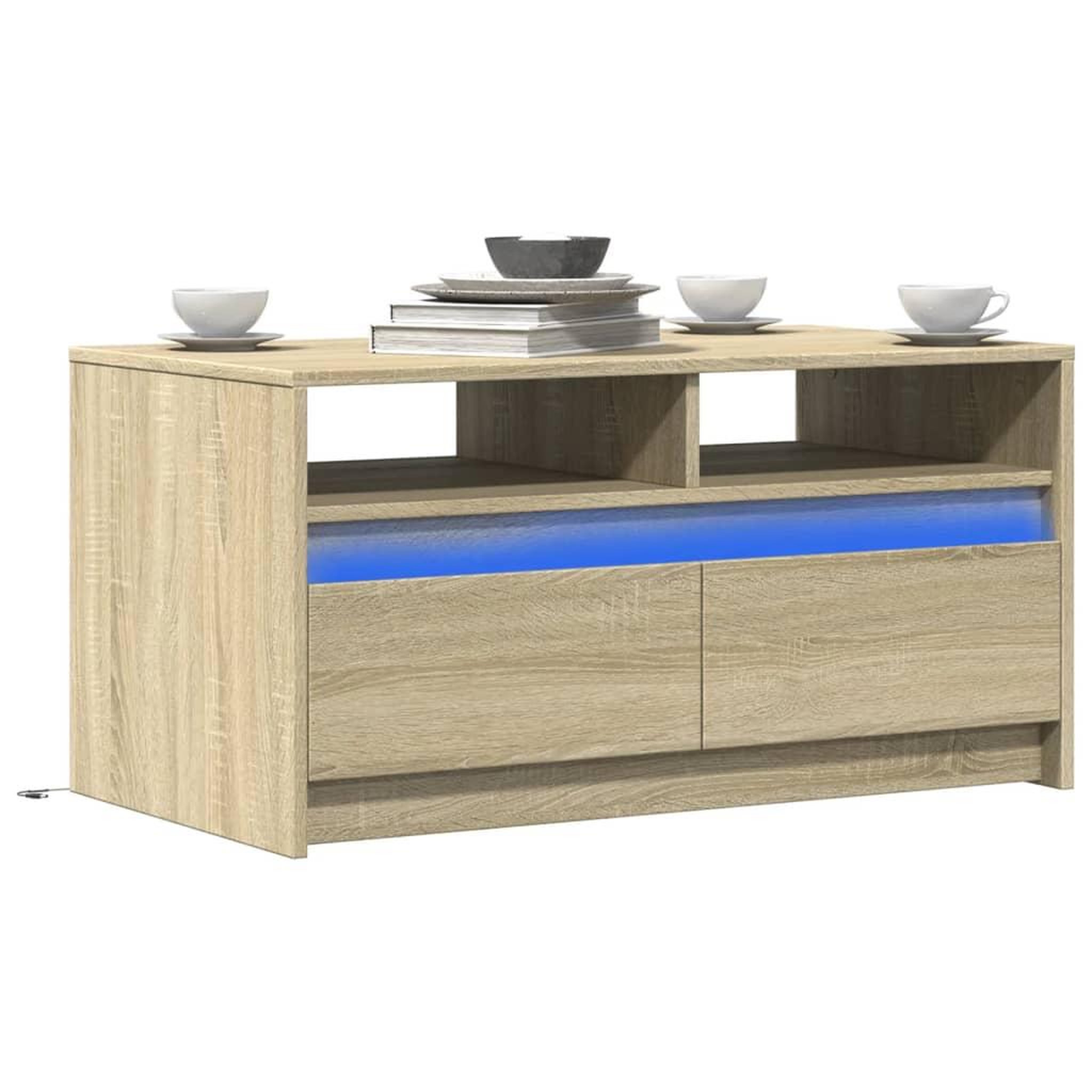 VIDAXL Table basse avec lumieres LED chene sonoma bois d'ingenierie