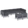 Voir la diapositive 2 : VIDAXL Salon de jardin 9 pcs avec coussins Gris Bois de pin massif