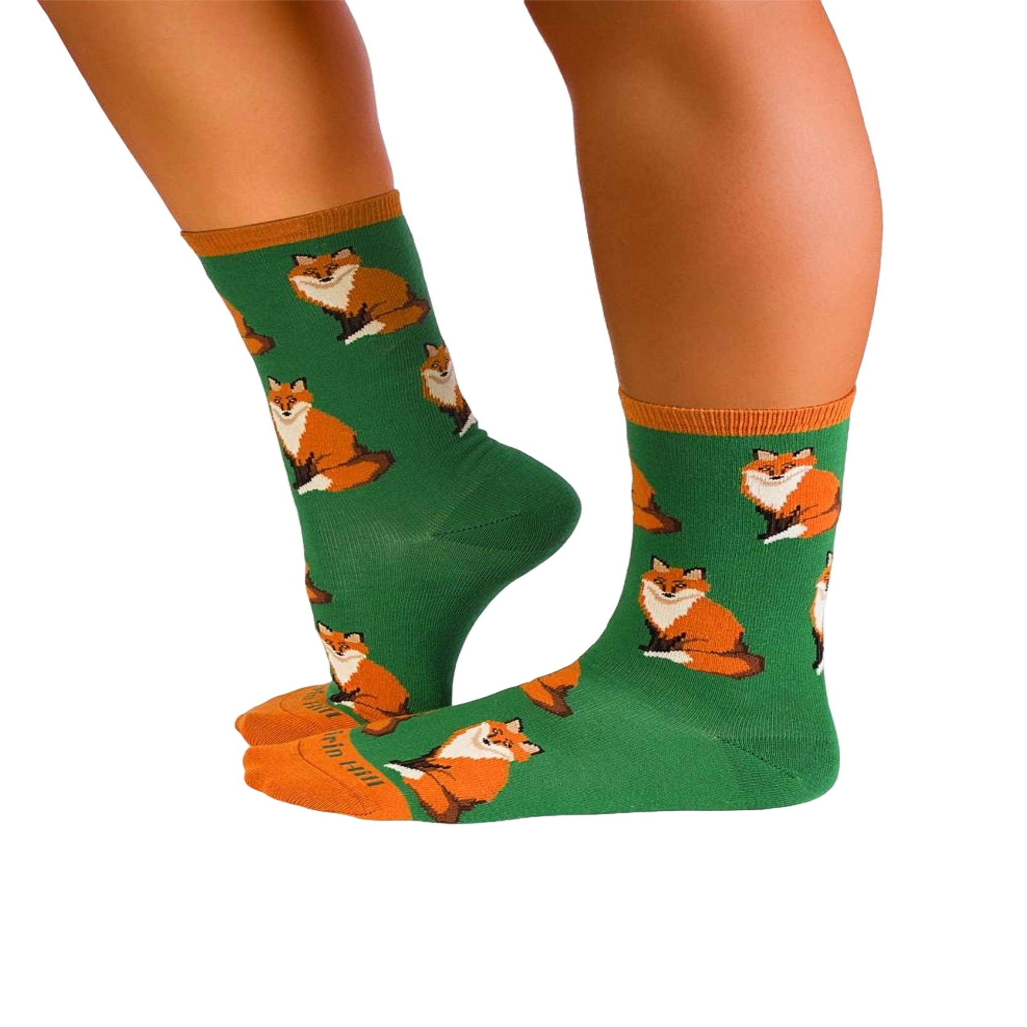 Voir la diapositive 3 : PIRIN HILL Chaussettes coton bio vertes renard de la forêt