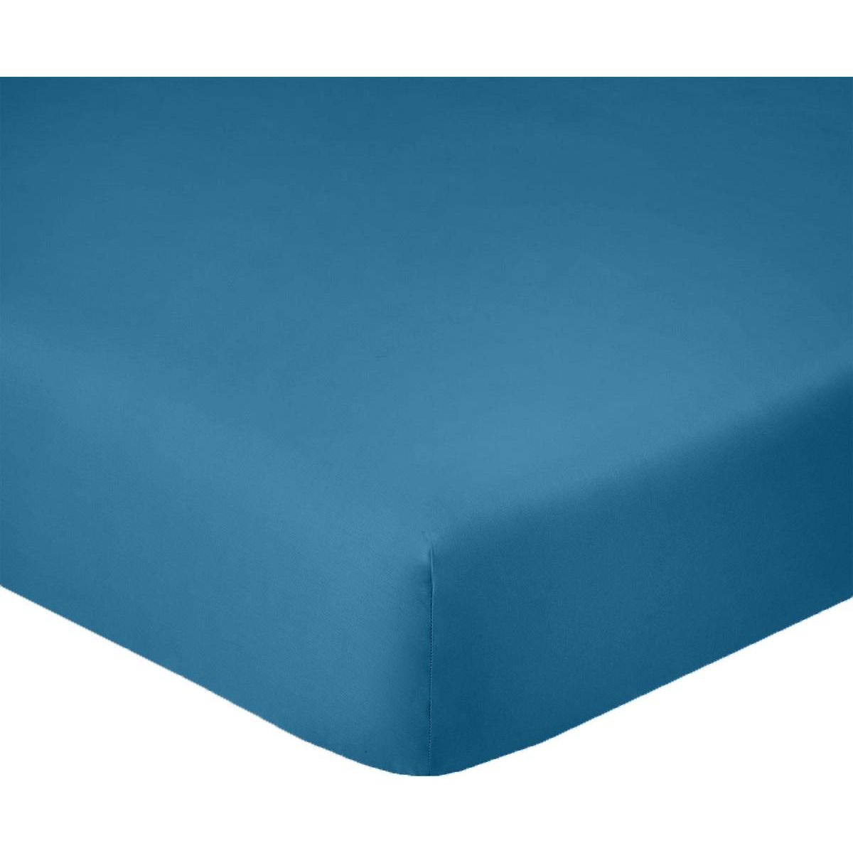 Home collection Drap housse 100% coton 180x200cm bonnet 28cm 100% coton 57fils turquoise
