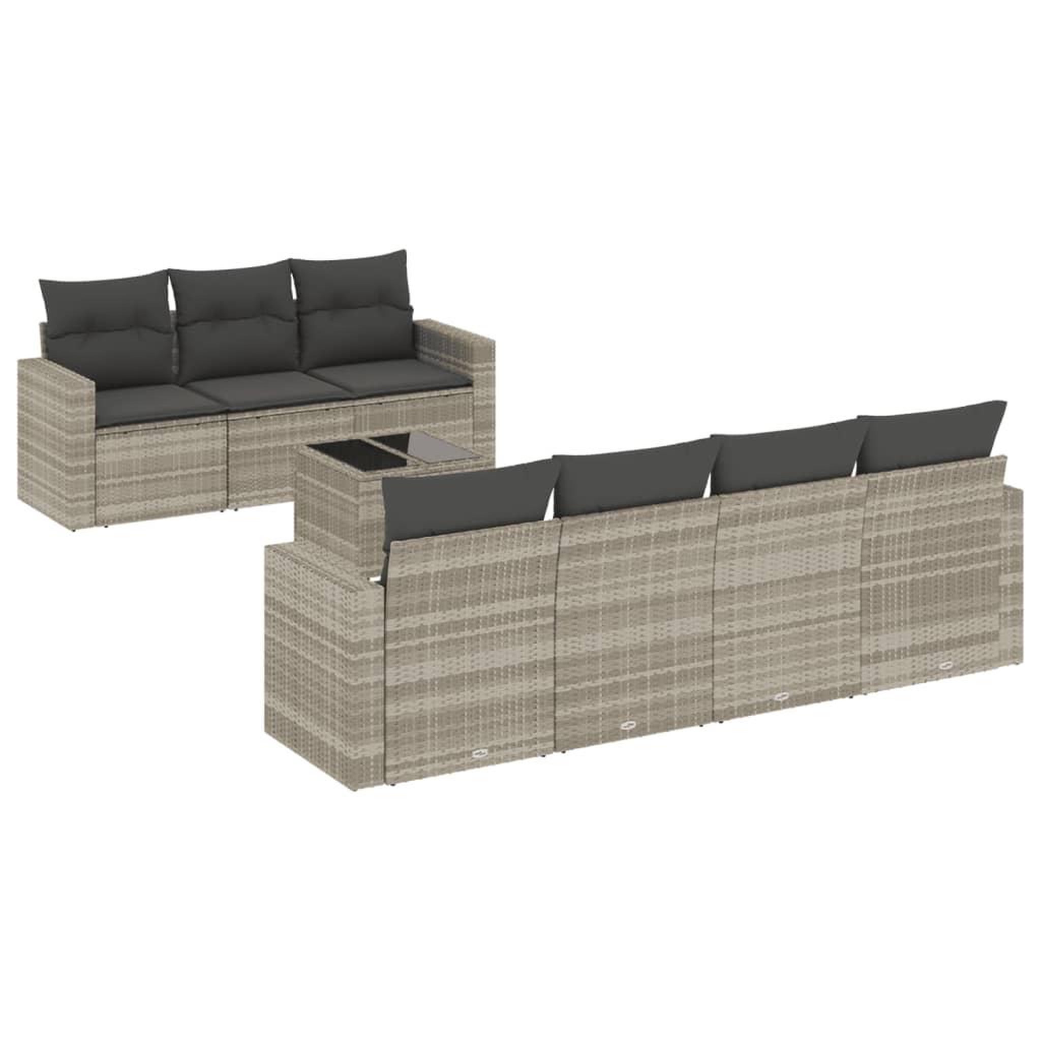 Voir la diapositive 2 : VIDAXL Salon de jardin 8 pcs avec coussins gris clair resine tressee