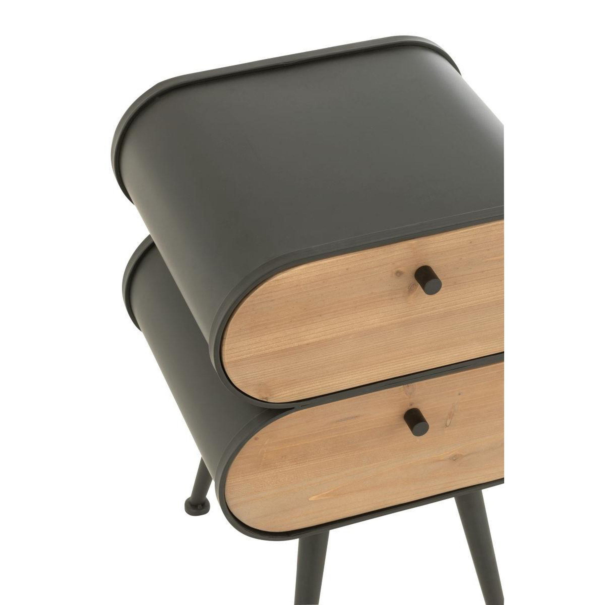 Voir la diapositive 4 : J-LINE Table de chevet 2 tiroirs  courchevel  61cm noir