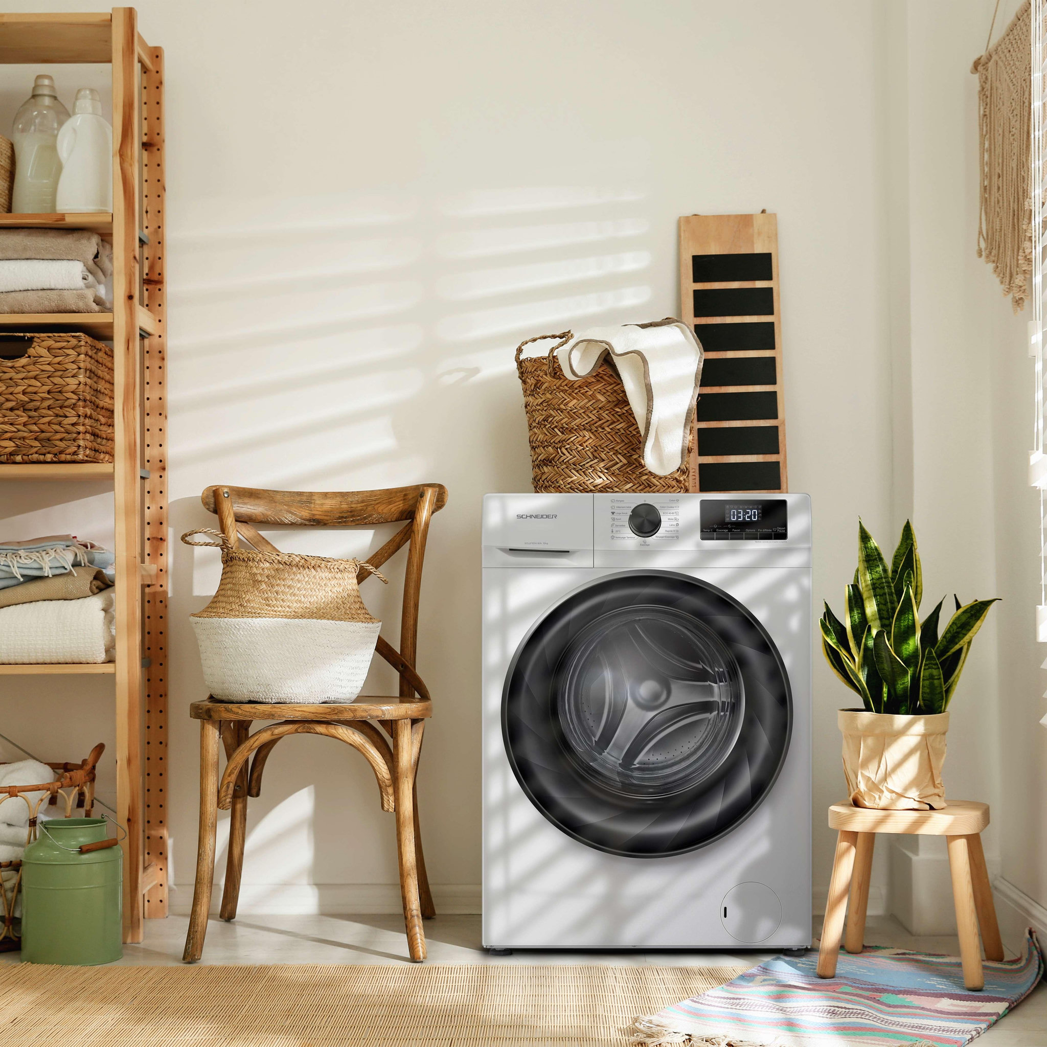 Voir la diapositive 2 : SCHNEIDER Lave linge frontal 10kg Blanc - SCLLF1014-WA