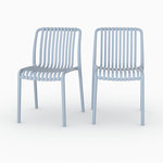 MAISON PAVANE Lot de 2 chaises de jardin empilables en plastique bleu pastel-Duli