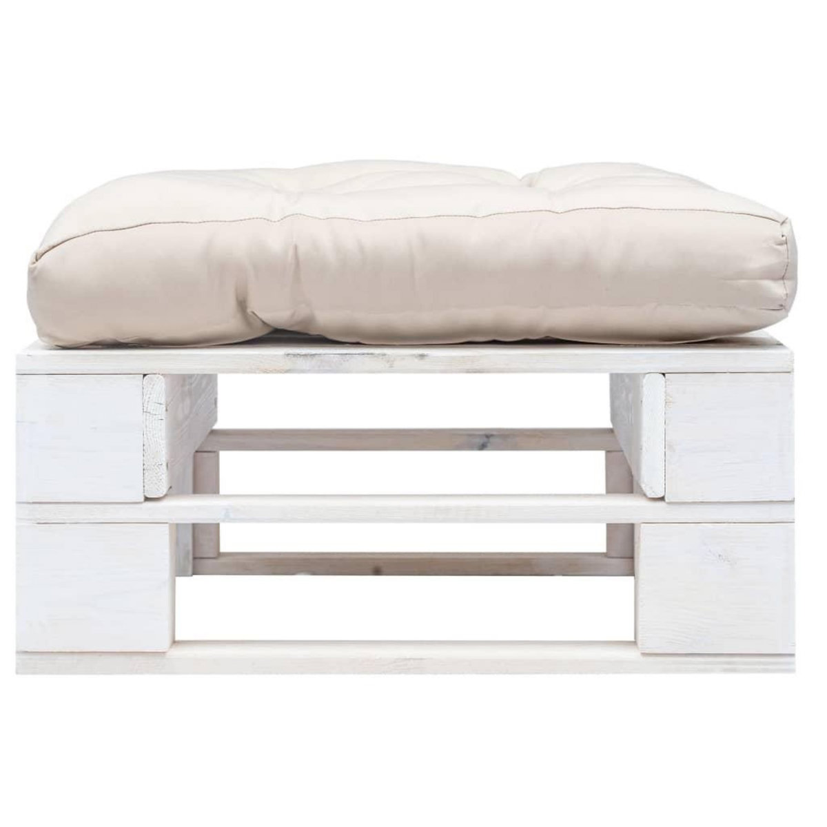 VIDAXL Repose-pied palette de jardin avec coussin sable Blanc Bois