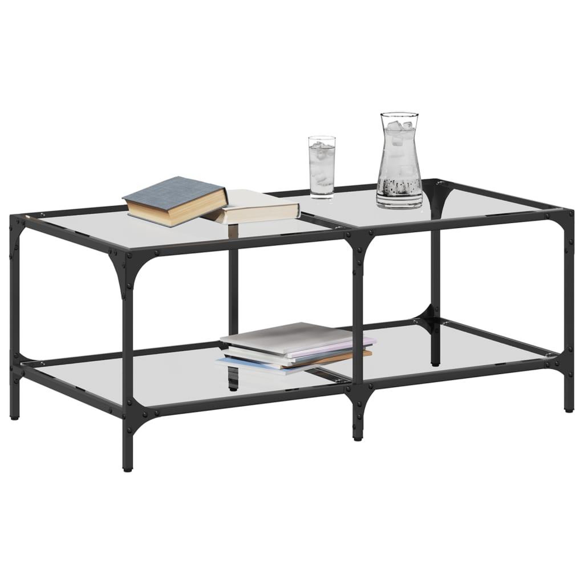 Voir la diapositive 3 : VIDAXL Table basse avec dessus en verre transparent 98,5x50x40cm acier
