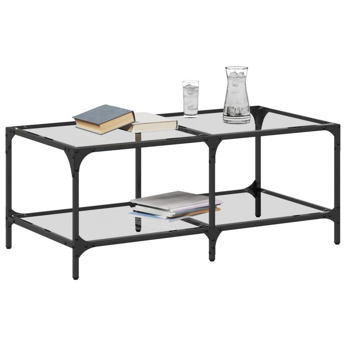VIDAXL Table basse avec dessus en verre transparent 98,5x50x40cm acier