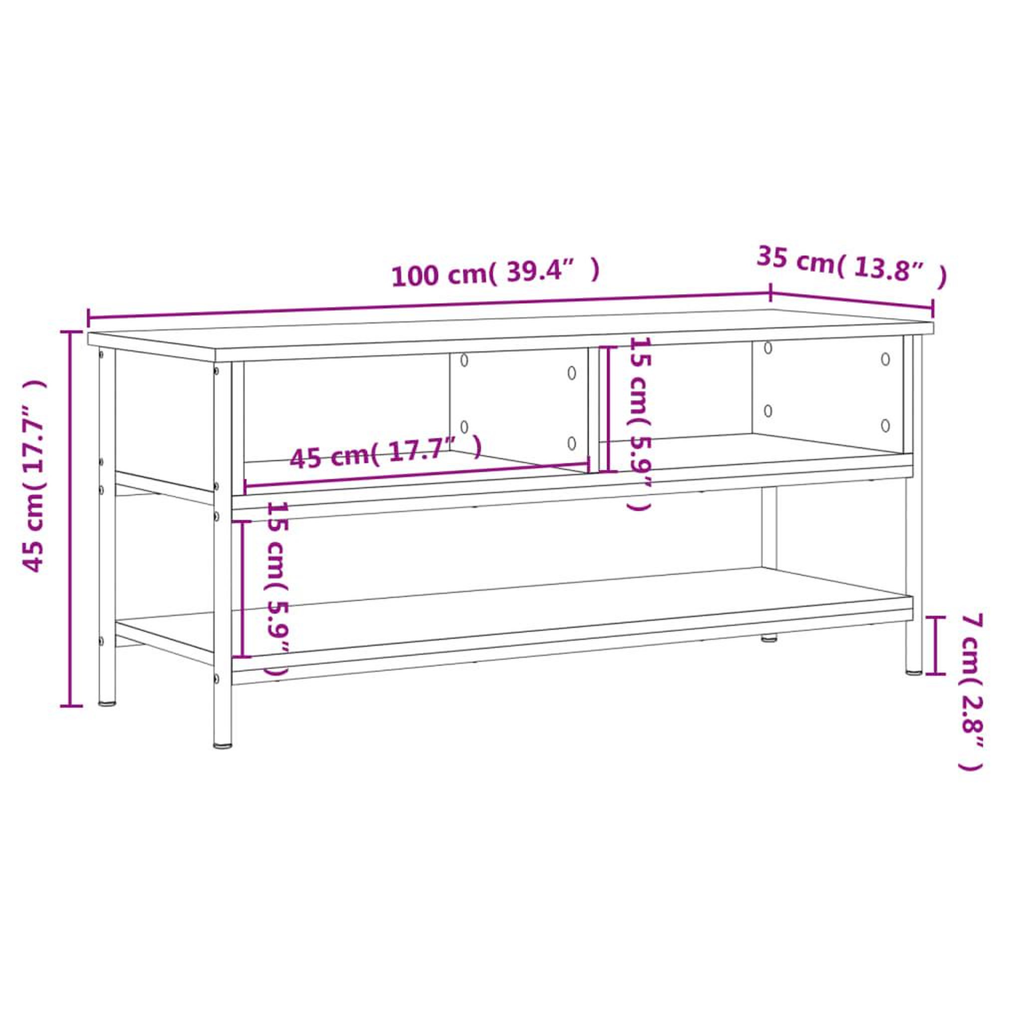 Voir la diapositive 6 : VIDAXL Meuble TV chene sonoma 100x35x45 cm bois d'ingenierie