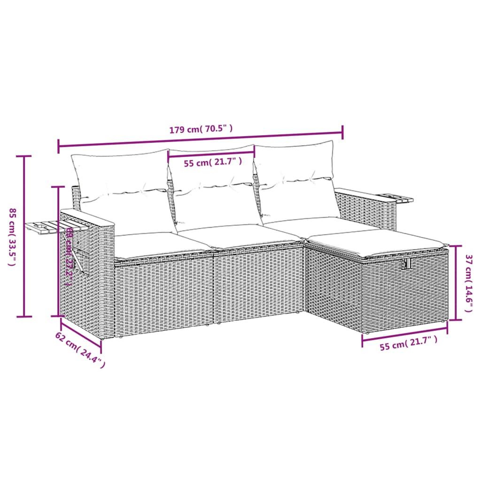 Voir la diapositive 4 : VIDAXL Salon de jardin 4 pcs avec coussins noir resine tressee