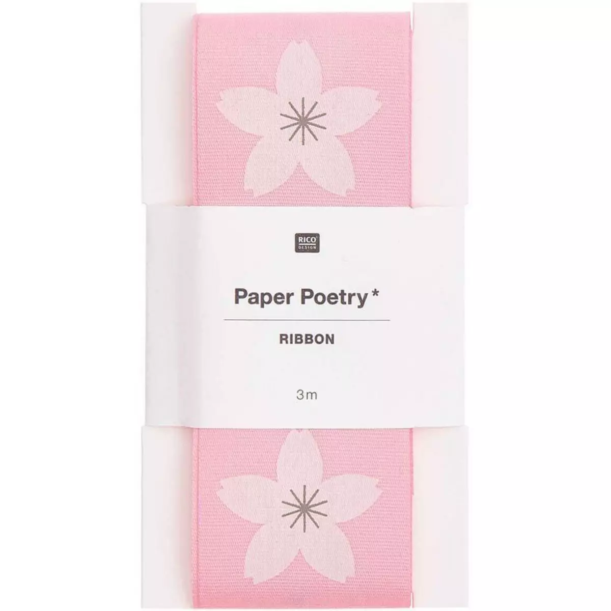 RICO DESIGN Ruban de taffetas rose - motif Sakura