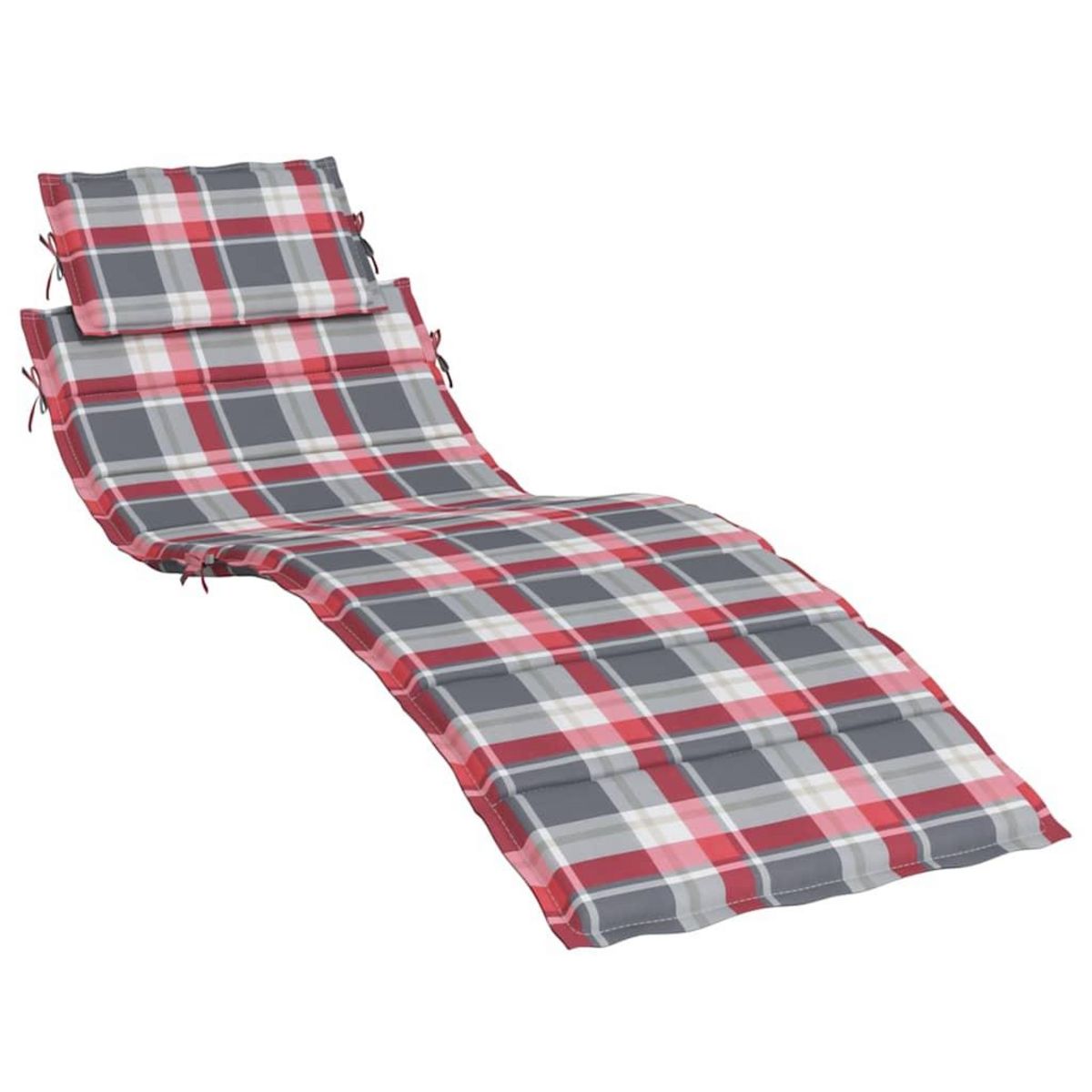 VIDAXL Coussin de chaise longue a carreaux rouge 186x58x4 cm