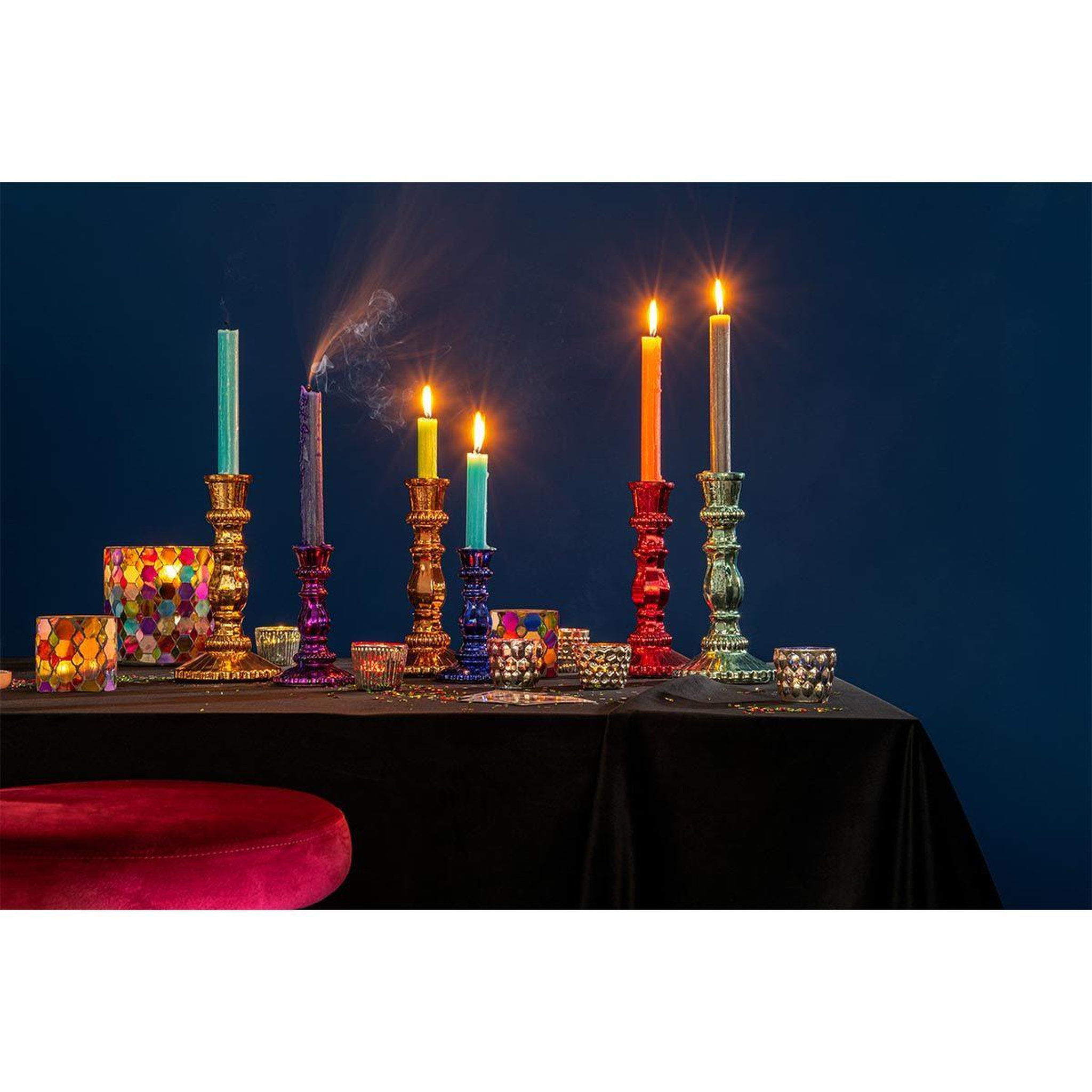 Voir la diapositive 6 : J-LINE Photophore en verre design  pub  21cm multicolore