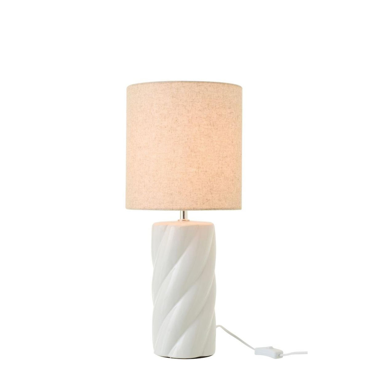 Paris Prix Lampe à Poser en Céramique  Swirl  53cm Blanc
